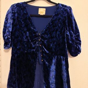 Blue Velvet Women's Top Maeve by Anthropology